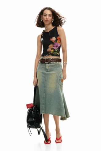 T-shirt van mesh met bloemen