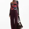 Tie-dye broek met ritsen