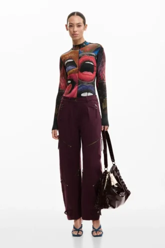 Tie-dye broek met ritsen