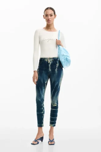 Tie-dye denim broek