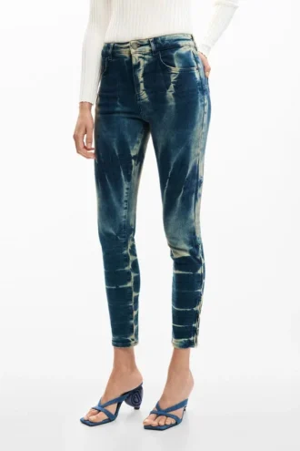 Tie-dye denim broek