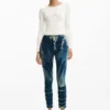 Tie-dye denim broek