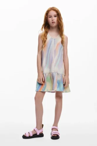 Tie-dye denim jurk