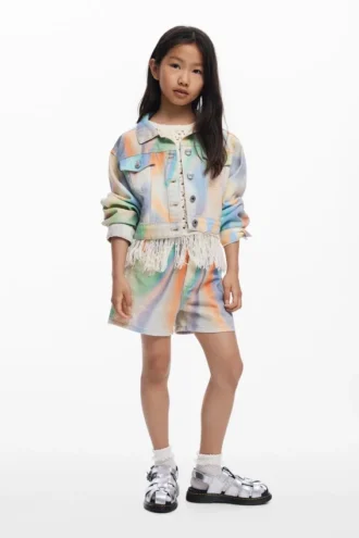 Tie-dye denim korte broeken