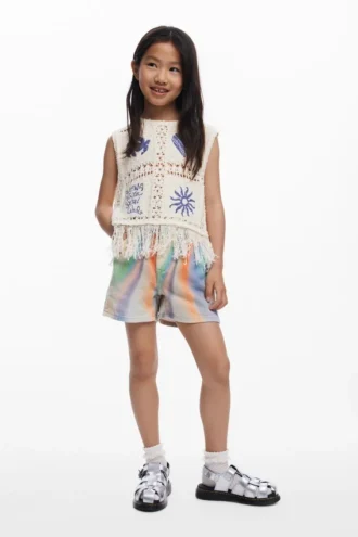 Tie-dye denim korte broeken
