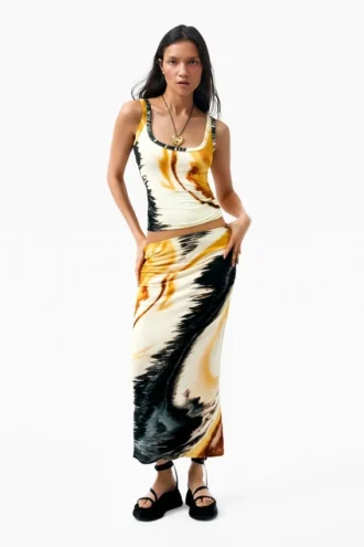 Top met bandjes en print