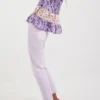 Top met bloemenprint en bandjes