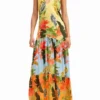 Tropische maxi-jurk met halternek