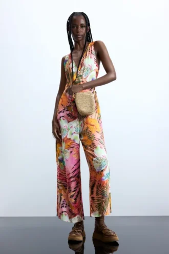 Tropische wikkeljumpsuit