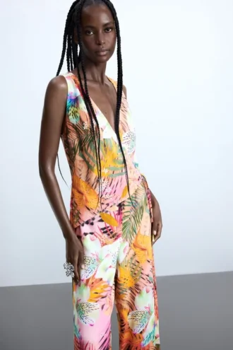Tropische wikkeljumpsuit