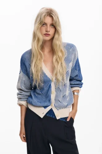 Tweekleurig gebreid vest