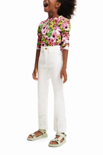 Veelkleurig T-shirt met bloemenprint