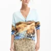 Vest met landschapsprint