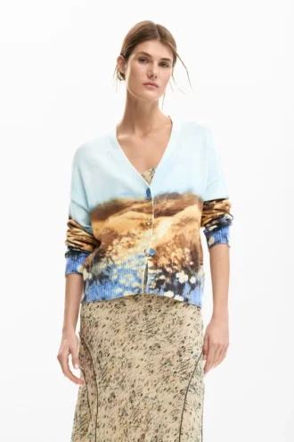 Vest met landschapsprint