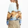 Vest met landschapsprint
