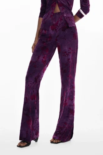Wijd uitlopende broek met textuur