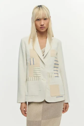 Witte Patchwork Blazer
