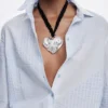 Zalio verzilverde hartvormige hanger ketting