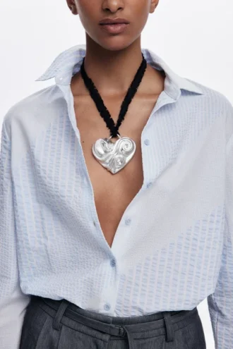 Zalio verzilverde hartvormige hanger ketting