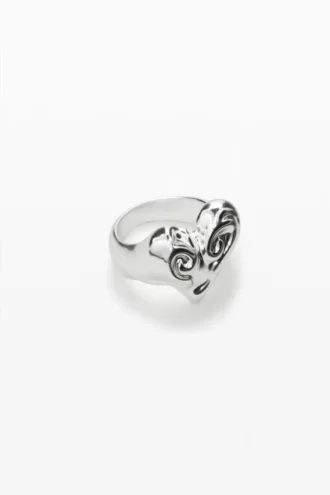 Zalio verzilverde hartvormige ring
