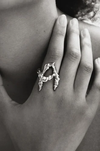 Zalio verzilverde ring met de letter a